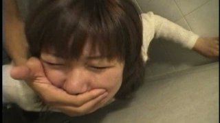Horny Riho Mishima bends over in the public restroom